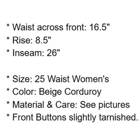 Bebe Pants Womens 25 Waist Beige Stretch Corduroy Ankle Crop Low Rise Pockets - Picture 4 of 15